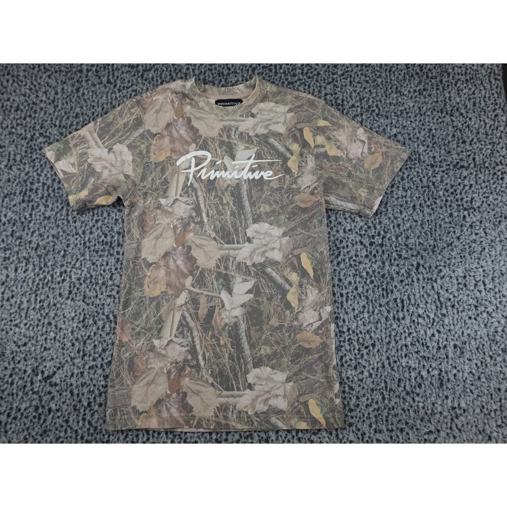 Primitive T-Shirt Mens Small Camo Script Logo Real Tree Camo Skateboarding
